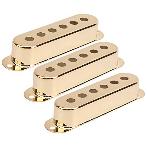 Brass Single Coil Pickup Cover, 3Pcs Coil Pickup Covers 48mm/50mm/52mm Musical Instrument for ST SQ Electric Guitar (Gold)
