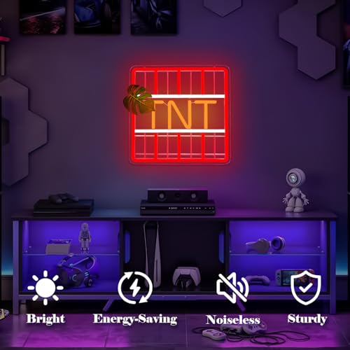 Image of Game Neon Sign TNT Block Led Signs Dimmable Gamer Neon Signs for Wall Decor Gaming Light Up Sign for Men Teens Boys Gamer Room Gifts