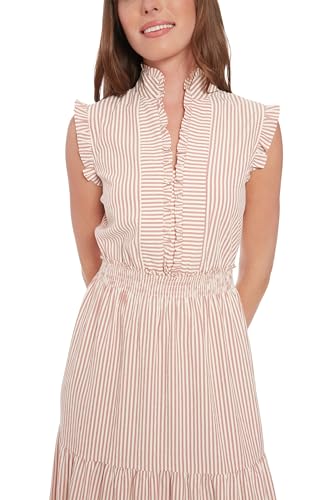 Image of London Times Women's Women's Sleeveless Maxi Dress - Ruffle V-Neck, Tiered Skirt, Casual Dresses for Women