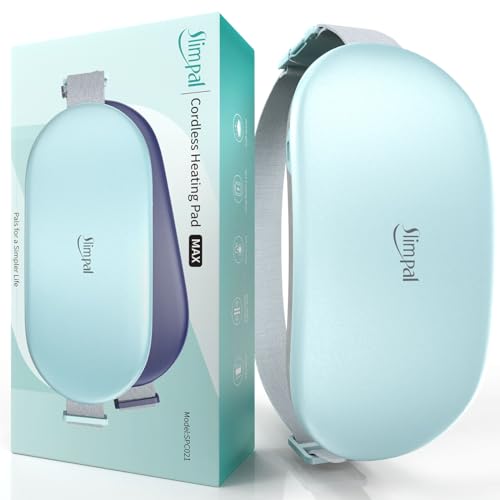 Image of Slimpal Heating Pad for Period Cramps, Plus-Sized Portable Electric Heating Pad, Menstrual Cordless Heat Belt Back, Belly, Waist Pain Relief, Christmas Stocking Gift for Her Girl Women, Light Blue