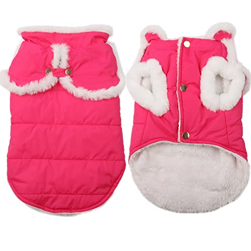 JoyDaog Shawl Design Fleece Lined Warm Dog Jacket for Puppy Winter Cold Weather,Soft Windproof Small Dog Coat,Pink S by JoyDaog - Used condition - US$19.47