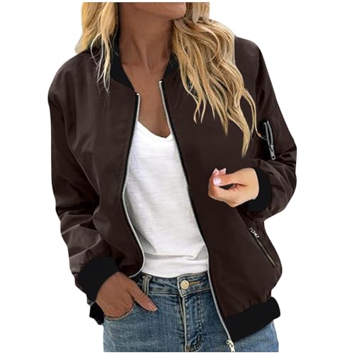 Bomber Jacket Women Fashion 2025 Fall Jackets Long Sleeve Casual Lightweight Outerwear Coat Windbreaker Outfits