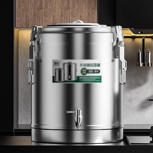 Barril de Acero Inoxidable con Aislamiento térmico. Dispensador de Bebidas con Aislamiento térmico para Agua Caliente, té, café y Zumo (Plateado, 10 l).