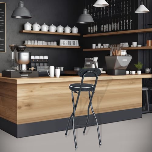 Thyle 1 Pcs 29.5 Inch Folding Bar Stool with Backrest Tall Foldable Stool Chair with Cushioned Padded Portable Collapsible Counter Height Chair for Kitchen Island Shop Cafe Dining Room by Thyle - Image 6