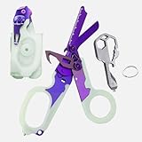 Jekasy Selbstleuchtende 6-in-1-Trauma schere mit Halterung & 24-in-1-Schlüssel, 420HC Edelstahl Faltbare Rettungsschere für Outdoor, Medizin, EDC