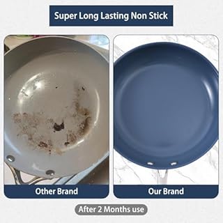 Padella antiaderente in acciaio inox da 26 cm, con rivestimento in ceramica sano, non tossico e coperchio, senza PTFE, PFAS, PFOA, adatta per fornelli a induzione, elettrici e a gas, lavabile in.