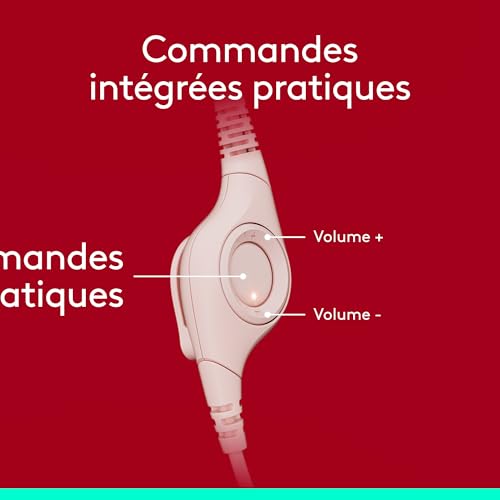 Logitech H390 Casque Filaire pour PC/Ordinateur Portable, Casque Stéréo avec Microphone Antibruit, USB-A, Commandes En Ligne, Compatible avec Chromebook - Rose