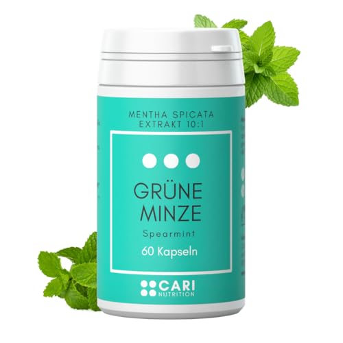Grüne Minze Kapseln | 60 Kapseln | Spearmint | Krauseminze | Androgenspiegel PCOS Hirsutismus hormonelle Akne | koffeinfrei | made in Germany
