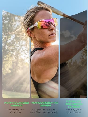 Image of BangLong TAC Polarized Sports Sunglasses UV400 for Men Women | TR90 Lightweight Frame, Adjustable Non-slip Nose Pads, RX Insert Included, Wrap-Around Design for Running Cycling Baseball