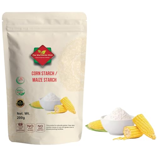 Corn Starch (200g / 7.05 oz) | Maize Starch | Best for Gravy sauce thickener | Non GMO | Vegan | No Preservatives Added | Supplied in Reusable Zip Sealed Pacakging