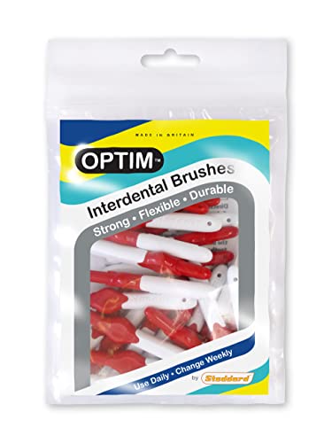Stoddard OPTIM Interdental Brushes, Pack of 25, Red, 0.5 mm Size 2