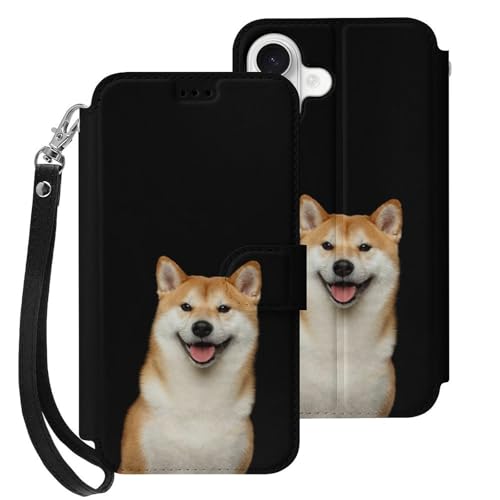 iPhone17用ケース 手帳型 柴犬 いぬ 犬柄 アイフォン17用ケース 財布型 2025年新型 スマホケース PUレザー カード収納 スタンド機能 サイドマグネット ストラップ付き