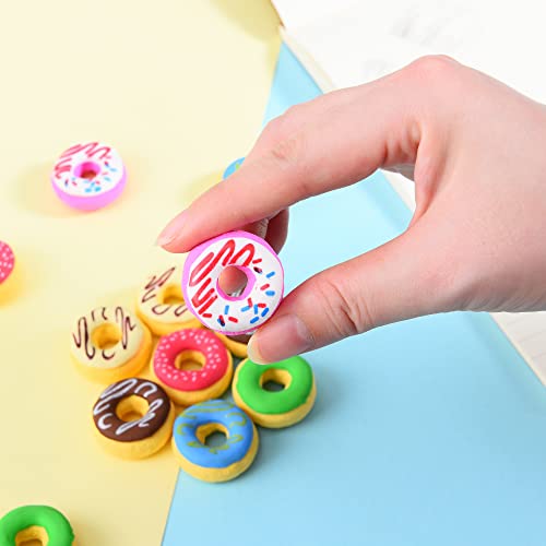 Donut Erasers For Kids, 24 Pieces 3D Cute Food Puzzle Mini Eraser, Cool Fun Take Apart Desk Pet Erasers For Girls #TOP3