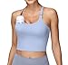 Foucome Nursing Tank Tops for Breastfeeding Y-Back Racerback Longline Maternity Sports Bra Workout Crop Top (Light Blue, M)