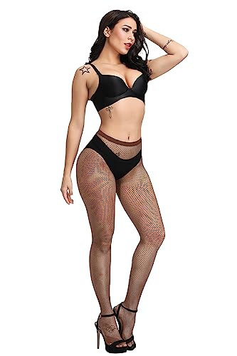 Image of CozyWow Fishnet Tights for Women, High Waist Footed Fishnet Stockings Soft and Stretchy, Womens Patterned Tights 10+ Colors