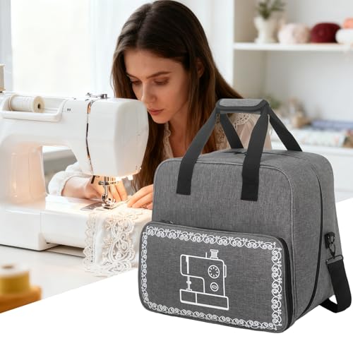 Haroranax Sewing Machine Case with Wheels, Detachable Rolling Sewing Machine Tote Bag, with Machine Case Fixing Rope - Fit Most Standard Sewing Machine - Printed grey by Haroranax - Used condition - Image 5