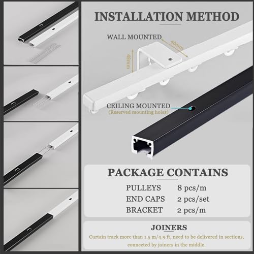 Tringle à rideaux de plafond réglable 1-5m bleue pour séparation de pièce - 8
