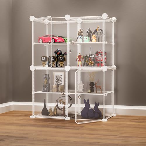 Image of BOXJOY 8 Shelf Transparent Display Rack with Clear Panels and Doors Storage Cabinet for Action Figures Toys Bookshelf Stand for Bedroom Living Room Study Showcase Shelves Organizer Storage Rack Home