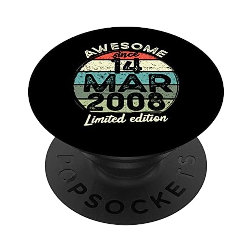 Camiseta de cumpleaños de 15 años, 14 de marzo de 2008, 15 cumpleaños PopSockets PopGrip Intercambiable