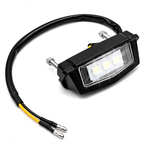 Zutflap Luz Matricula Moto LED Universal 12V Motorcycle License Plate Light con 3 LED Luz Portamatriculas Moto Impermeable IP67 para Adaptarse a La Mayoría de Las Motocicletas