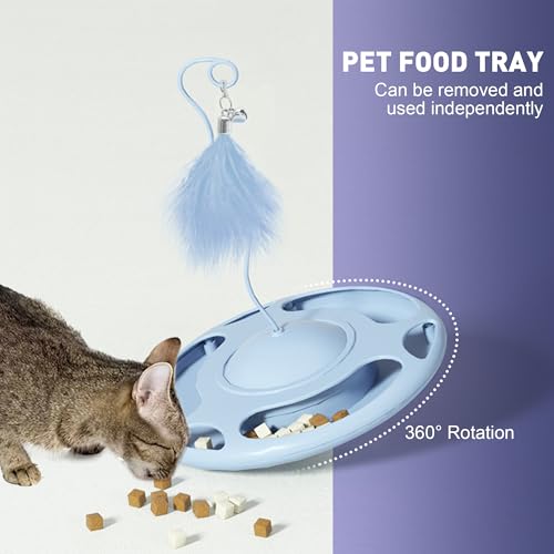 SUPERPAWS Rolo de brinquedo interativo 2 em 1 para gatos, toca-discos de 3 níveis, bola de brinquedo