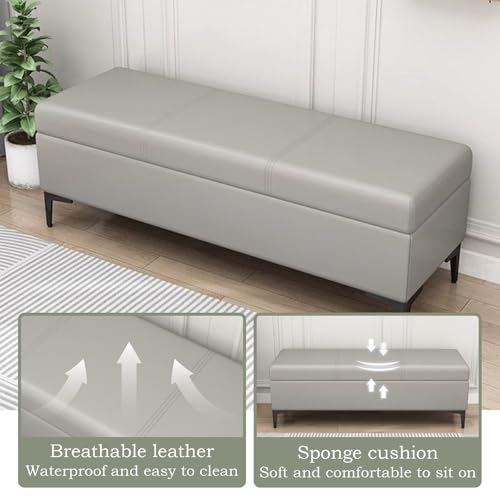 Descalzadora con Almacenaje, Banco Entrada Recibidor con Asiento, Banco Zapatero Moderno para Sala de Estar, Dormitorio, Pie de Cama(Orange,160CM) - imagen 3