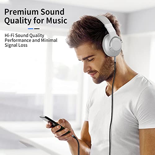 Image of Aux Cord for iPhone, iSkey 3.5mm Aux Cable for Car Compatible with iPhone 13 12 11 XS XR X 8 7 6 iPad iPod for Car Home Stereo, Speaker, Headphone, Support All iOS Version - 3.3ft (Silver)