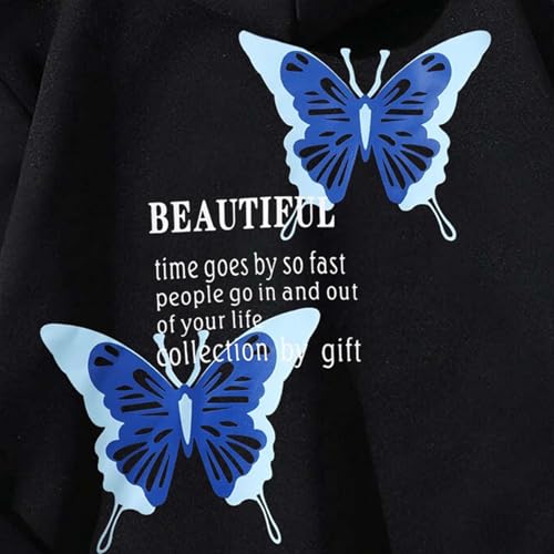 Teen Girls Oversized Hoodies Cute Butterfly Graphic Long Sleeve Cotton Sweatshirt Kids Y2K Streetwear Aesthetic Pullover Tops2