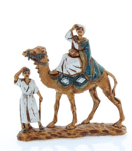 Moranduzzo DREI Könige auf Kamel Für 3,5 cm Krippe Maßstab 1:16 – Micro 3,5 – Unzerbrechliche Figur, Stil 18. Jahrhundert, Handbemalt, Bildhauer M. Landi, Made in Italy