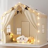 EagleStone 2-in-1 Kinderzelt mit Sternenlicht & gepolsterter Matte, Spielzelt und Bettzelt für Kinder Indoor & Outdoor, 2 Türen, 4 Fenster, 2 Seitentaschen, Geschenk für Jungen & Mädchen ab 3 Jahre