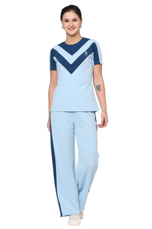 Women's Workout tshirt & Pant | yoga wear | Workout Set | Co-ord Set For Girls & Womens Outfits Round neck Crop Basic Top Cropped Wide Leg pants Set Jumpsuits Tshirt Pant Co-ords Set-image-30