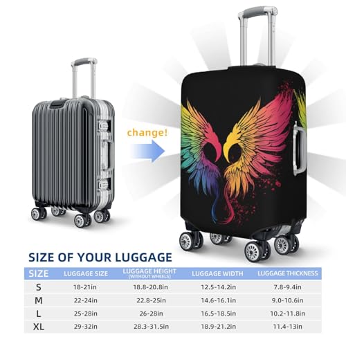 Travel Luggage Cover Colorful love wings Suitcase Protector Elastic Washable Stretch Suitcase Protector Anti-Scratch Travel Suitcase Cover Fit 18-32 Inch Luggage2