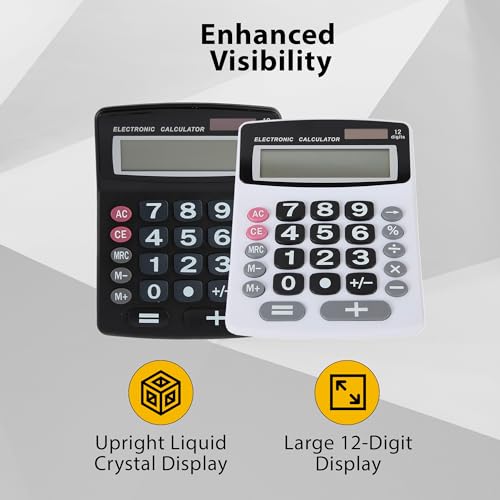 Lily'S Home SW1377 Lily' Home Jumbo 12 Digit With Solar Power, Large Lcd Display - Desktop Calculator, Dual Power, Large Button Design, Battery Operation, Easy-To-Read Tilted, For Home, Office thumb #2