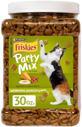 Purina Friskies Party Mix Morning Munch Crunch Egg, Bacon and Cheese Flavors Cat Treats - 30 oz Canister