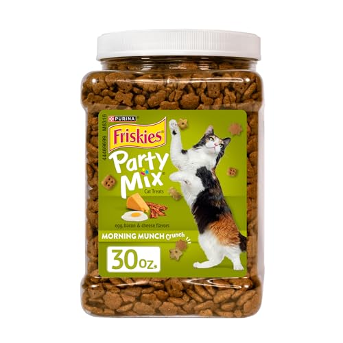 Purina Friskies Party Mix Morning Munch Crunch Egg, Bacon and Cheese Flavors Cat Treats - 30 oz Canister
