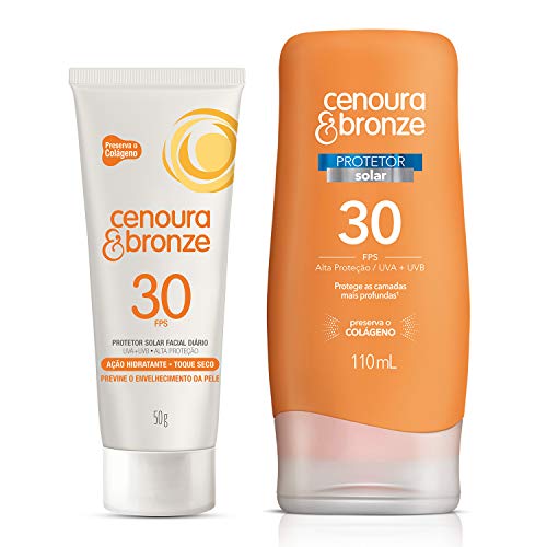 Kit Protetor Solar Fps30 + Protetor Facial Fps30, Cenoura e Bronze