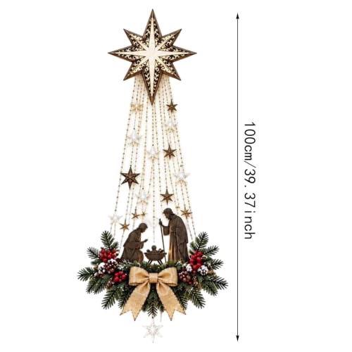 Lighted Nativity Bethlehem Star Wall Decor, Warm LED Christmas Religious Wall Hanging Ornament, Faith Inspired Christmas Decorative Lights for Home Bedroom Fireplace Entryway，#-B - image 5