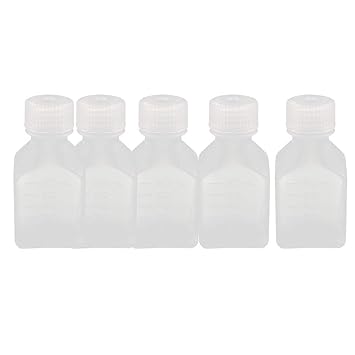 ELECTROPRIME 5Pcs 60ml PP Square Wide Mouth Seal Reagent Bottle Chemical Sample Bottle