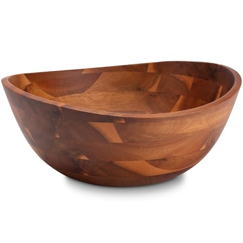 Decorasian Holzschale edle Akazienholz Schale Ideal als Salatschüssel aus Holz Obstschale oder Brotschale Nachhaltige Holz Schüssel - braun 25.4cm