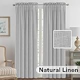 h versailtex 2 pack ultra luxurious high woven linen elegant curtains rod pocket curtain panels light reducing privacy panels drapes for bedroom kids room extra long 52x108 inch dove