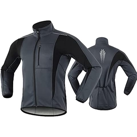 Men's Winter Cycling Jacket, Waterproof Windbreaker Fleece Lined Warm for Running Mountain Bike Outerwear,Dark Gray,S Cover