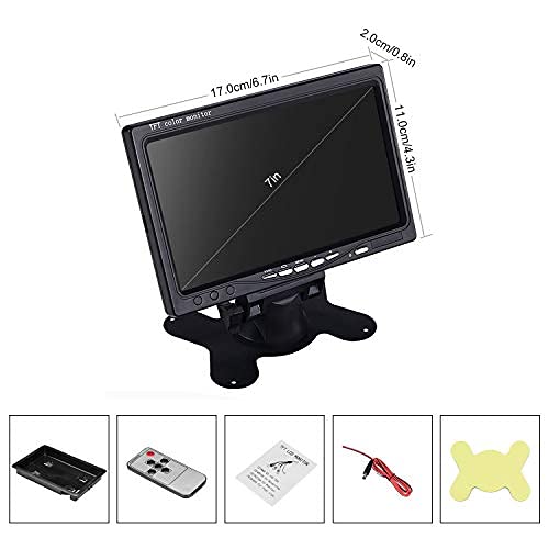 Vehicle On-Dash Backup Monitor, 7\" Digital HD Car TFT LCD Color Screen Displaywith 2 Video Input for Rear View Camera (No Cam, 1024 x 600)