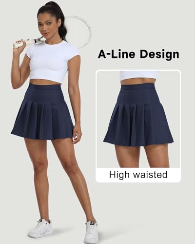 Image of Pleated Skirts for Women Tennis Skirt with Shorts High Waisted Mini Skort