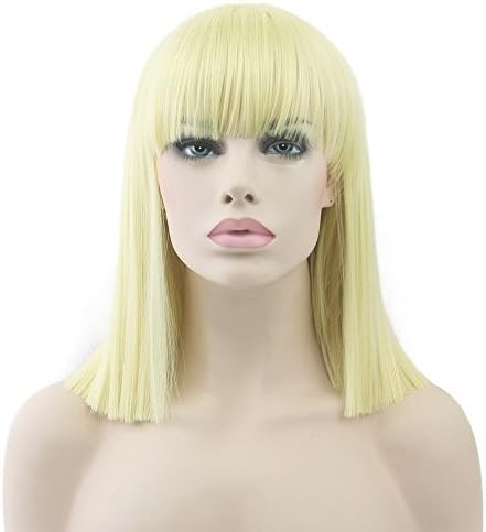 IMISSU Short Natural Cut Hair Cosplay Wig with Straight Bangs Halloween Costume Party Wigs for Women (Blonde) - Image 3