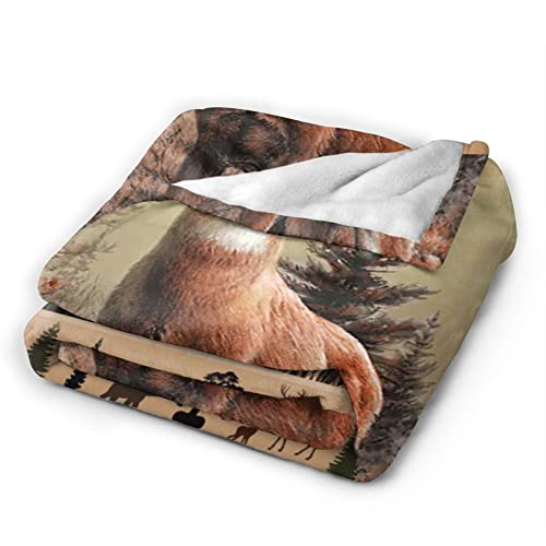 Deer Blanket Cozy Fluffy Deer Fleece Throw Blanket Plush Soft Warm Fuzzy Deer Lightweight Flannel Gifts Blanket Adult Kids 50"X40" #TOP4