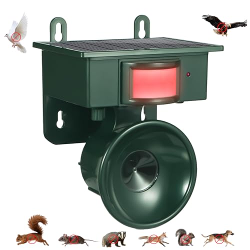 2026 Upgraded Ultrasonic Bird Repeller Solar Powered Outdoor IP65 Motion Activated Bird Pigeon Deterrents for Outside Woodpecker Goose Repellent Devices for Rooftops Porch Patio Balconies