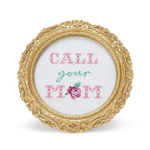 Art mural point de croix Call Your Mom Two's Company, cadeau idéal 24cm