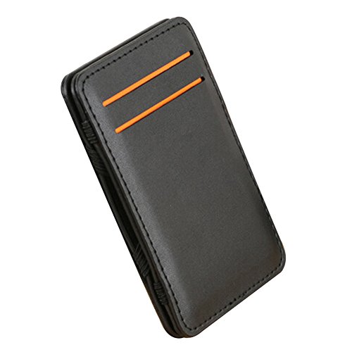 Men's Faux Leather Money Clip ID Credit Card Holder Business Pocket Wallet Purse, Birthday, for Pouch School, Travel, Shopping Black