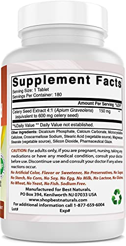 Best Naturals Celery Seed 600 Mg Tablet, 180 Count (817716014401) #TOP14