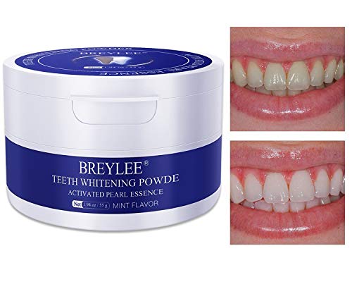 Teeth Whitening Powder BREYLEE Teeth Brightening Powder with Pearl Essence, Baking Soda for Removing Stain Caused by Coffee Wine Smoking Keeping Oral Fresh (55g, 1.94 oz) Only One Pack
